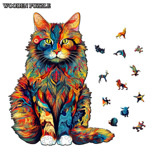 Color Changing Cat Wooden Puzzle